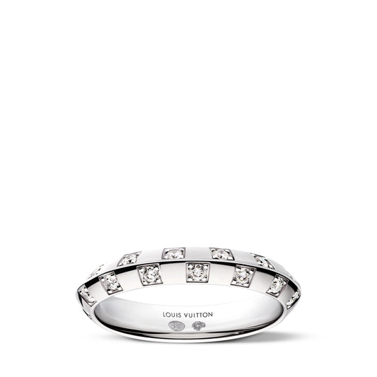 Le Damier de Louis Vuitton Small Ring, White Gold and Diamonds