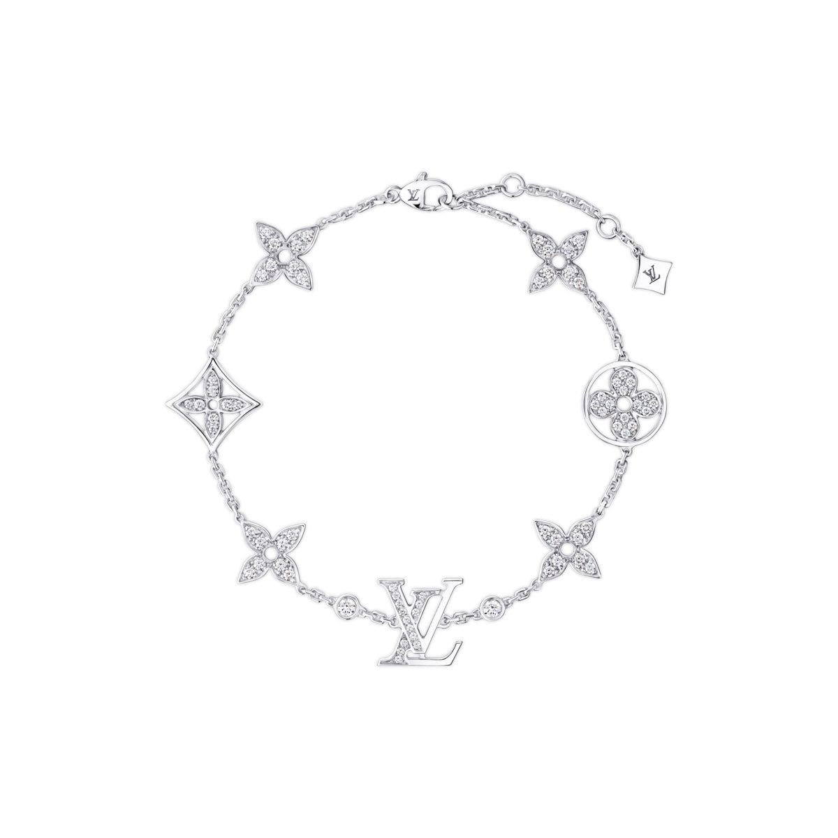 Idylle Blossom Multi-Motif Bracelet, White Gold and Diamonds