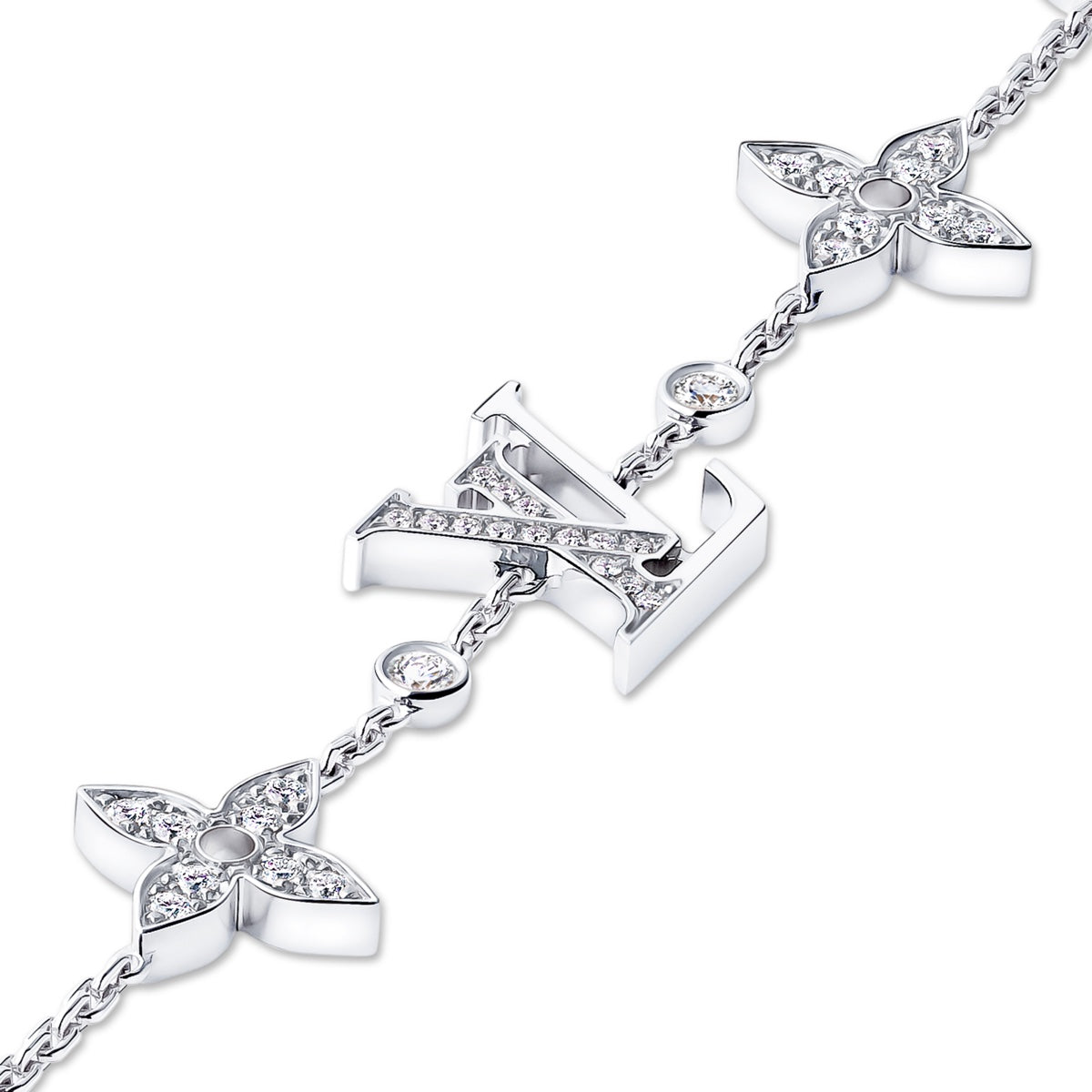 Idylle Blossom Multi-Motif Bracelet, White Gold and Diamonds
