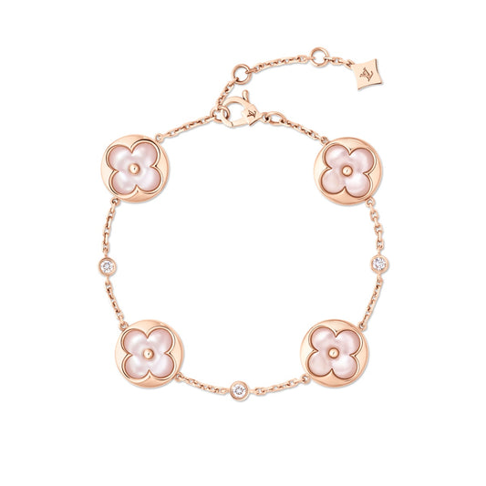 Colour Blossom BB Sun Multi-Motif Bracelet, Rose Gold, Pink Mother-of-Pearl and Diamonds