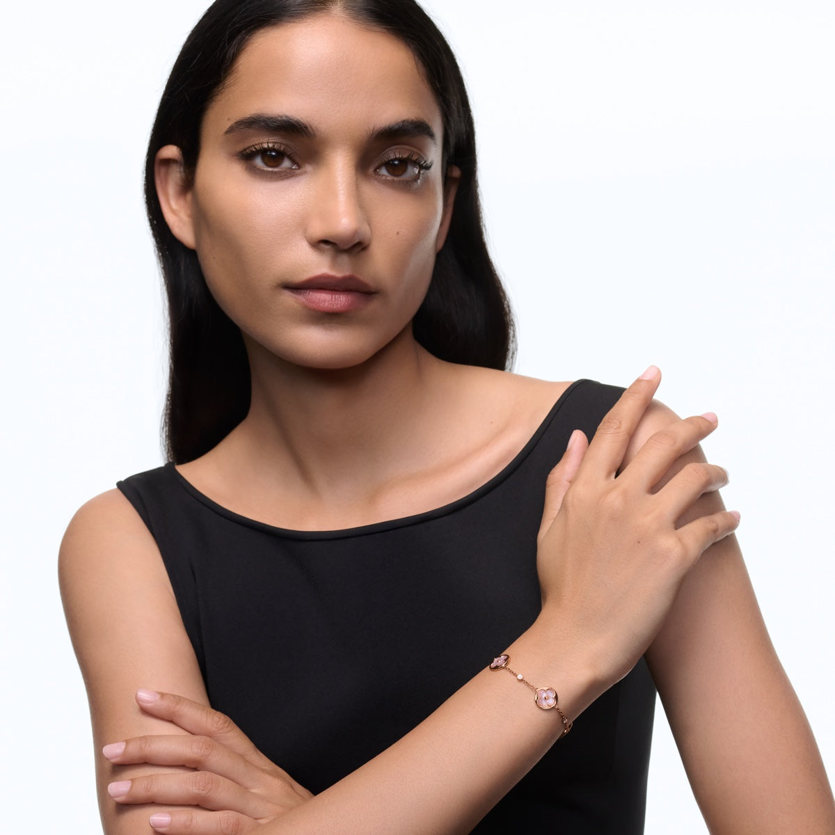 Colour Blossom BB Sun Multi-Motif Bracelet, Rose Gold, Pink Mother-of-Pearl and Diamonds