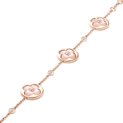 Colour Blossom BB Sun Multi-Motif Bracelet, Rose Gold, Pink Mother-of-Pearl and Diamonds