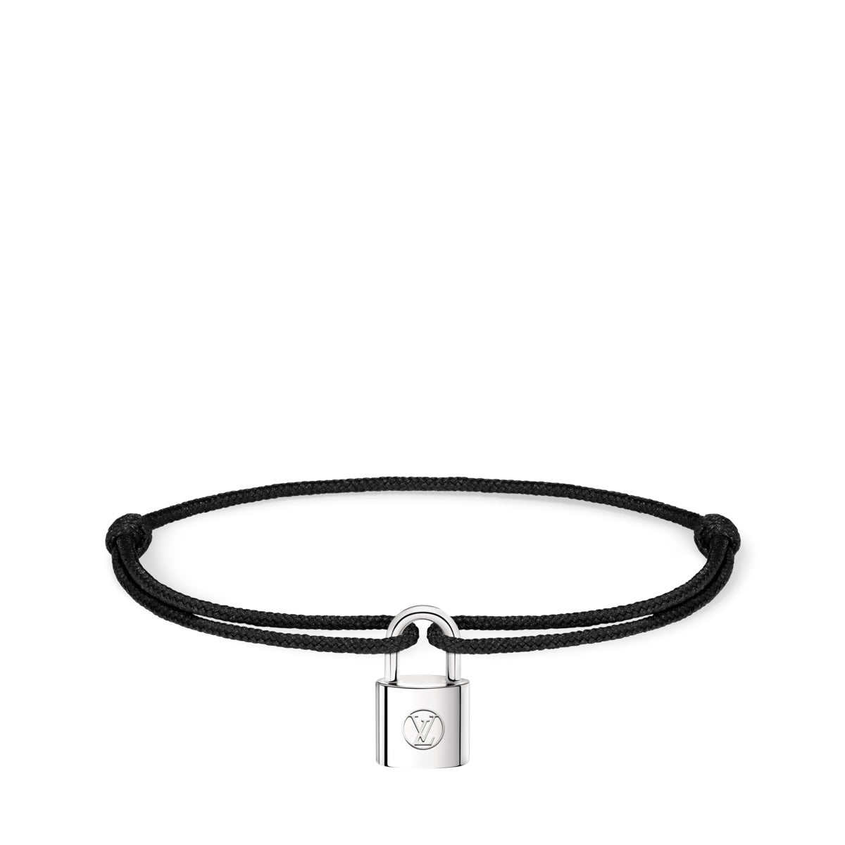 Silver Lockit Bracelet, Sterling Silver and Black Polyester Cord