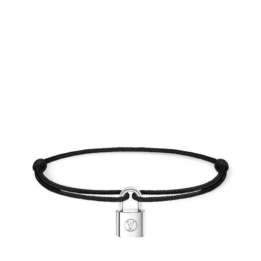 Silver Lockit Bracelet, Sterling Silver and Black Polyester Cord