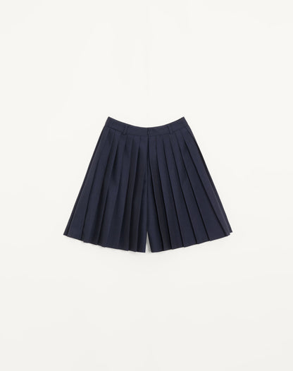 Pleated Wool-mohair Culottes