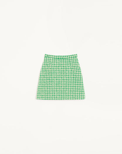 Houndstooth Tweed Short Skirt