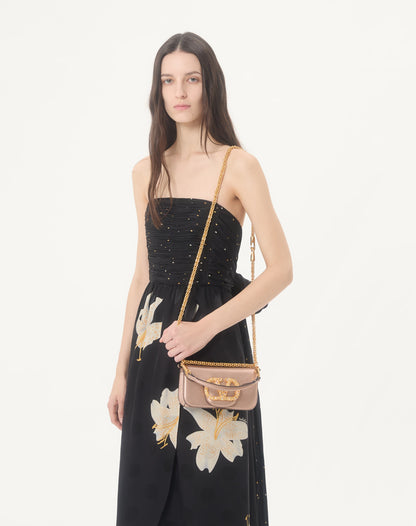 Valentino Garavani Locò Small Shoulder Bag In Laminated Calfskin With Jewel Logo