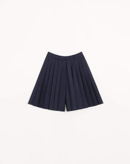 Pleated Wool-mohair Culottes