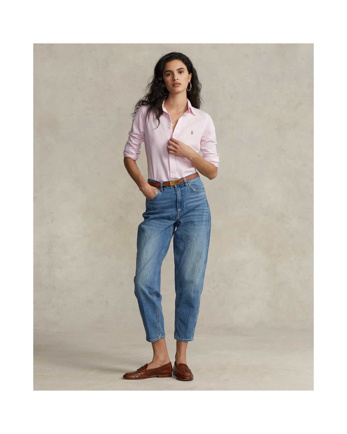 Slim Fit Knit Cotton Oxford Shirt