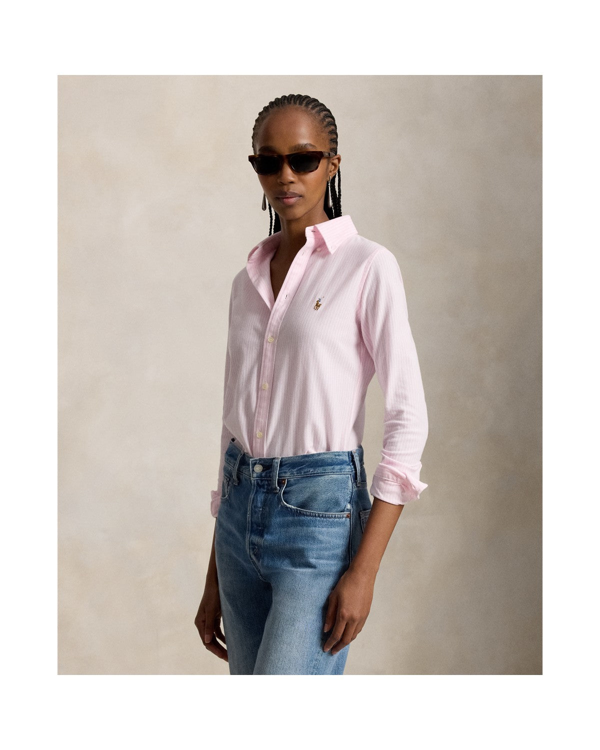 Striped Knit Oxford Shirt