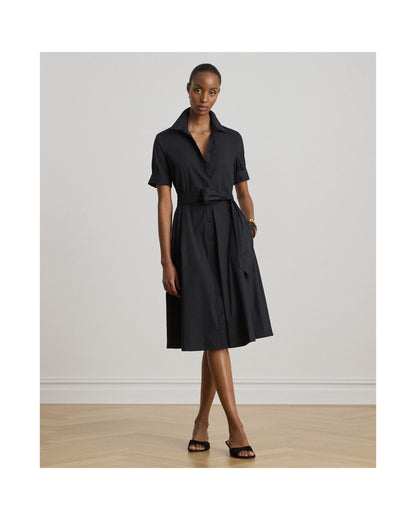 Belted Cotton-Blend Shirt dress