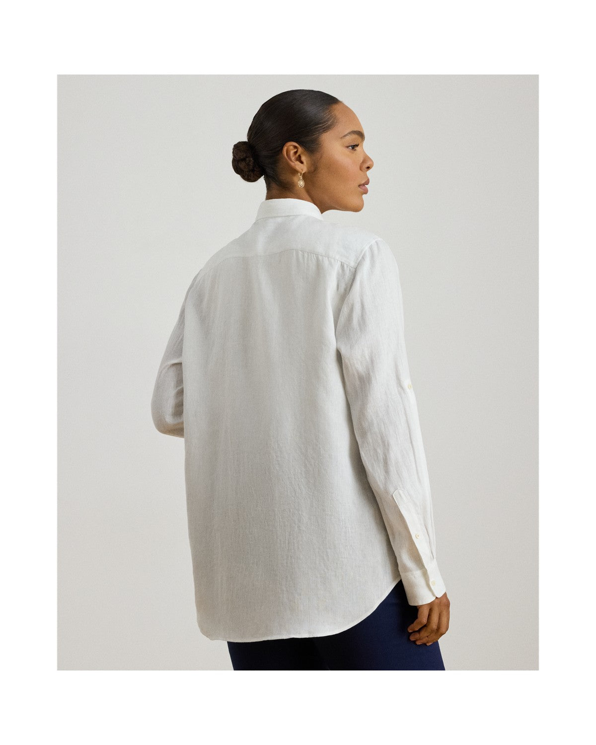 Relaxed Fit Linen Roll Tab-Sleeve Shirt