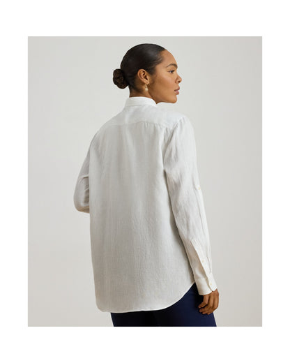 Relaxed Fit Linen Roll Tab-Sleeve Shirt