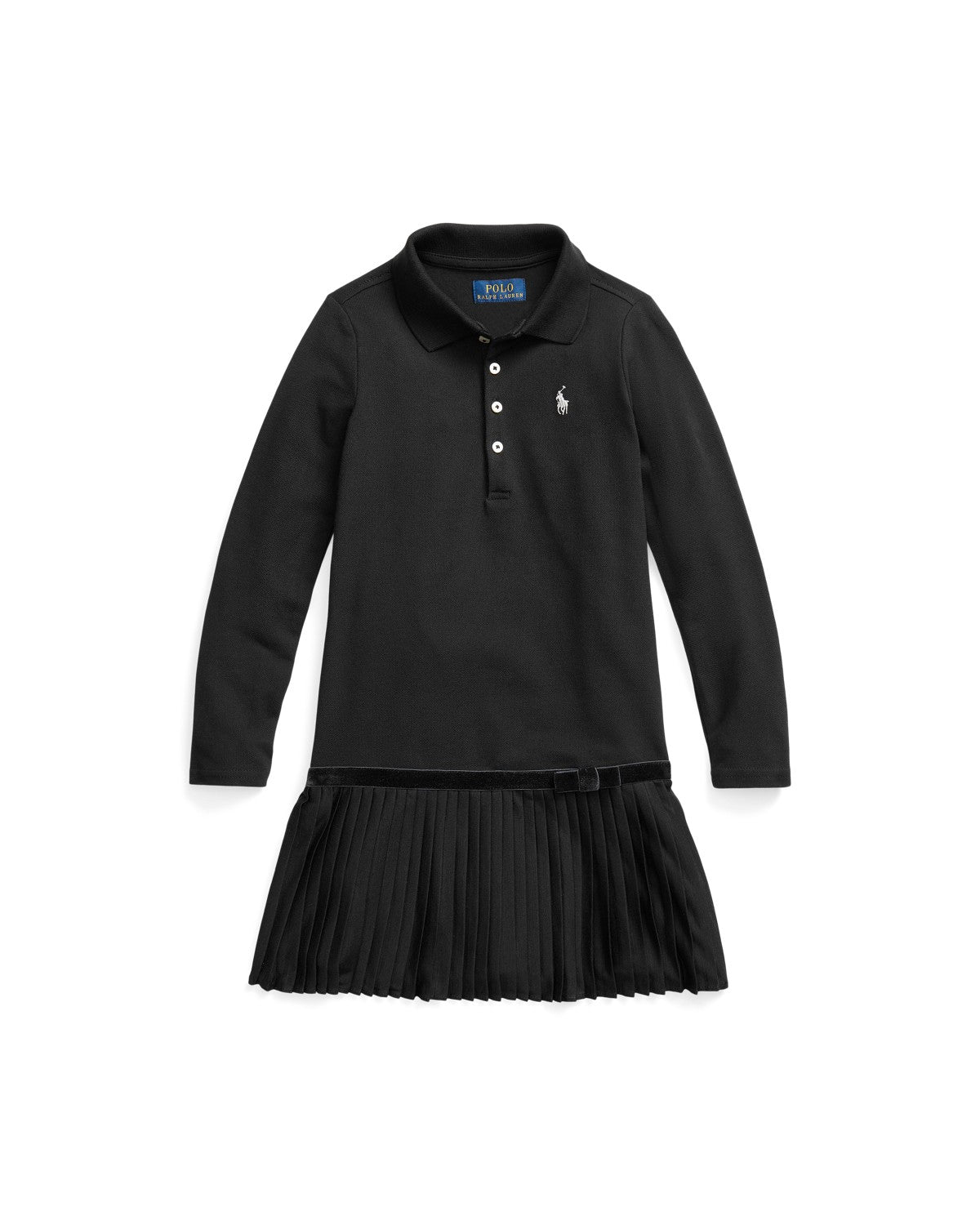 Pleated Stretch Mesh Polo Dress