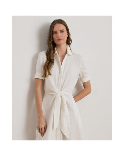 Tie-Front Linen Shirtdress