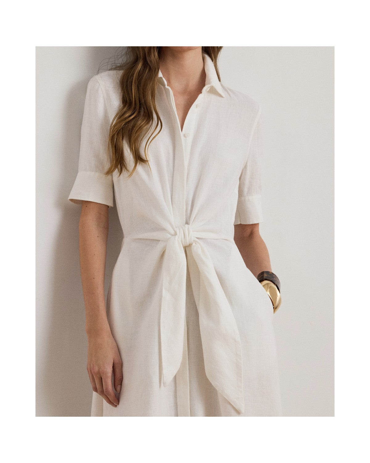 Tie-Front Linen Shirtdress