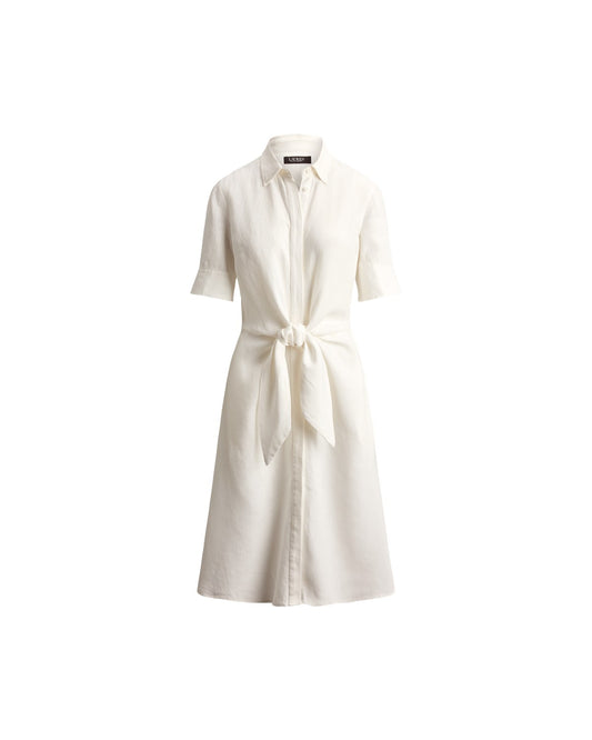 Tie-Front Linen Shirtdress
