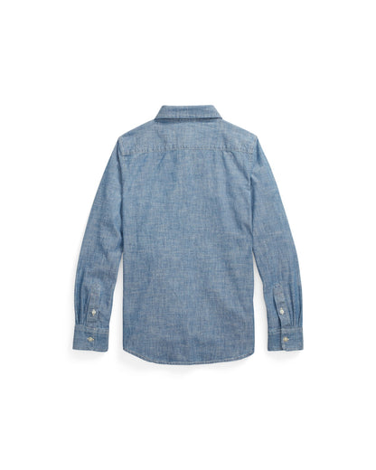 Indigo Cotton Chambray Shirt