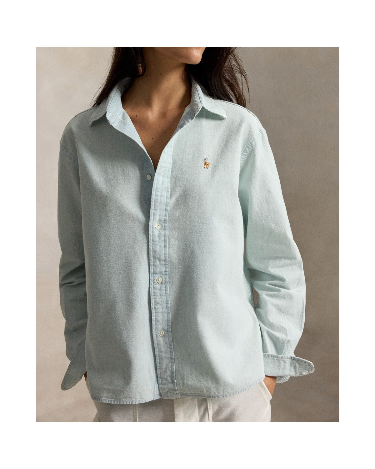 Cropped Boxy Chambray Shirt