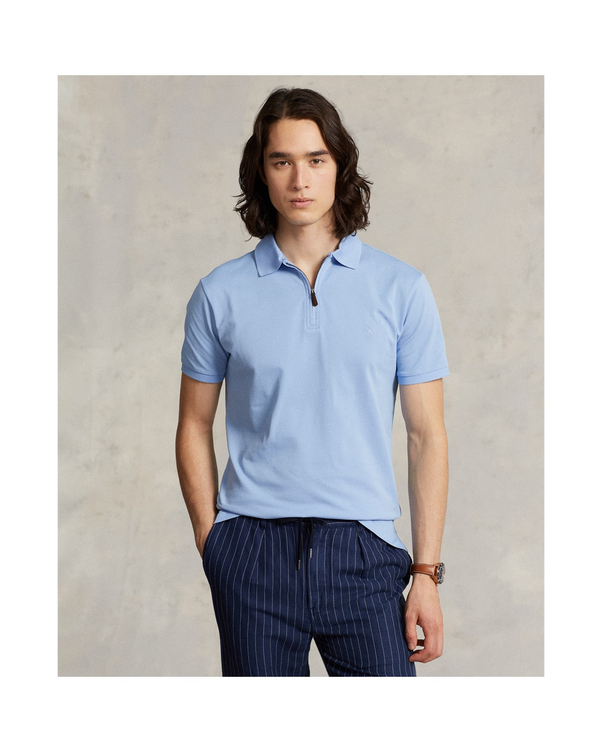 Custom Slim Fit Stretch Mesh Polo Shirt