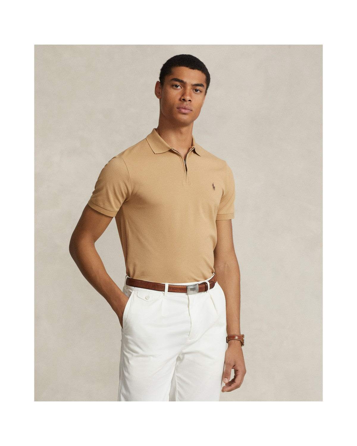 Custom Slim Fit Stretch Mesh Polo Shirt