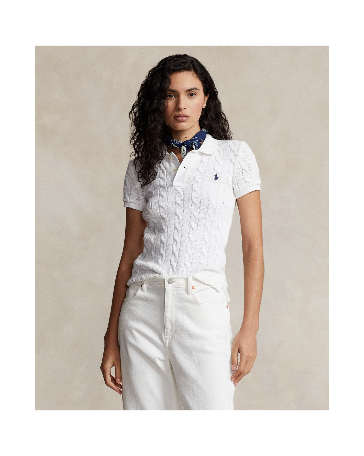 Cable-Knit Polo Shirt