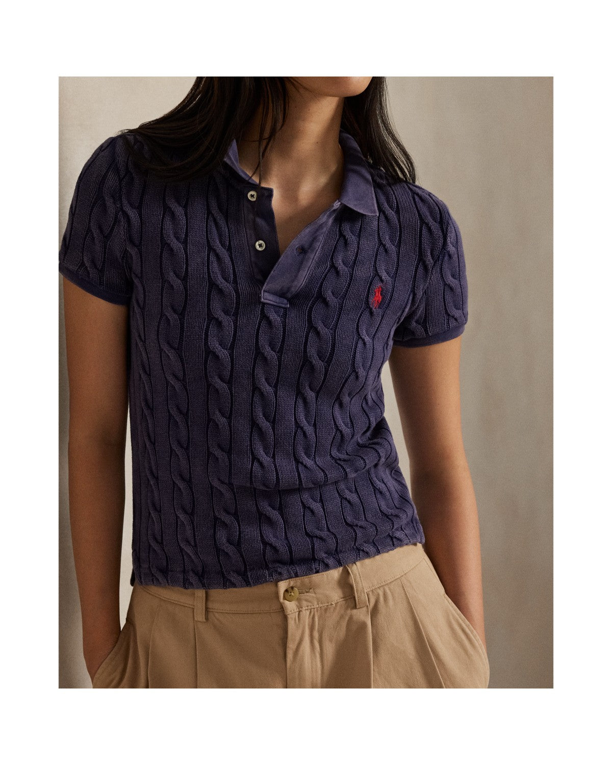 Cable-Knit Polo Shirt