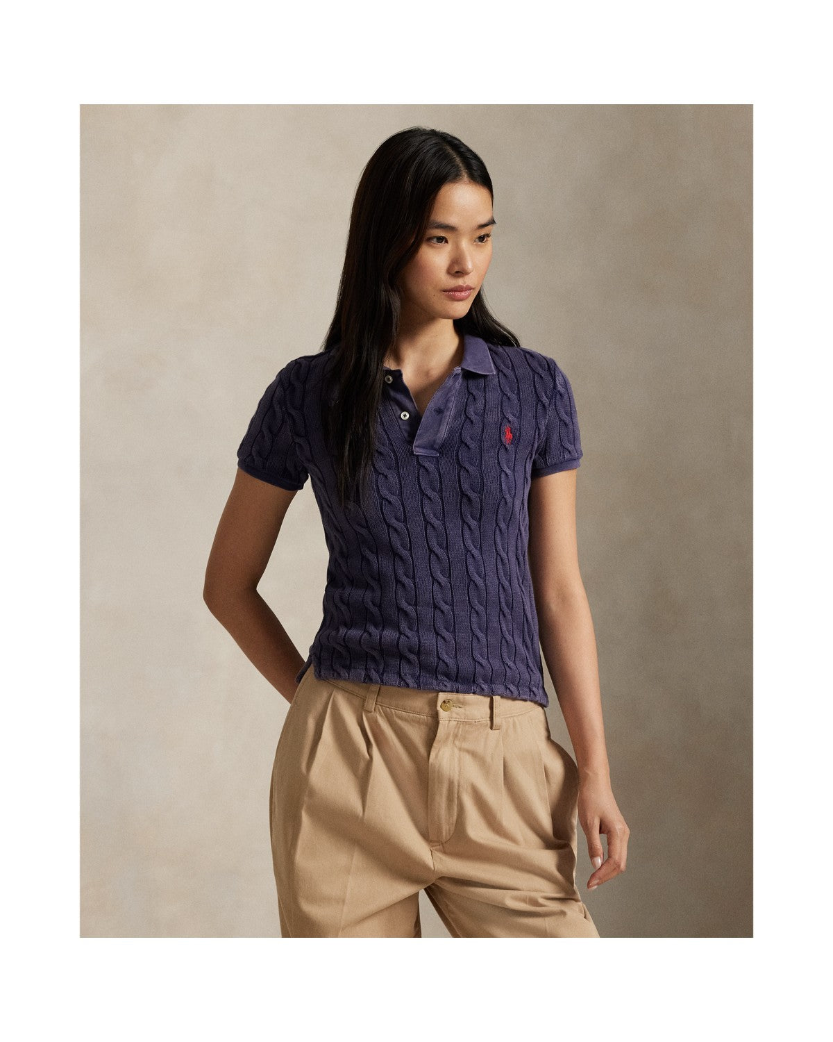 Cable-Knit Polo Shirt