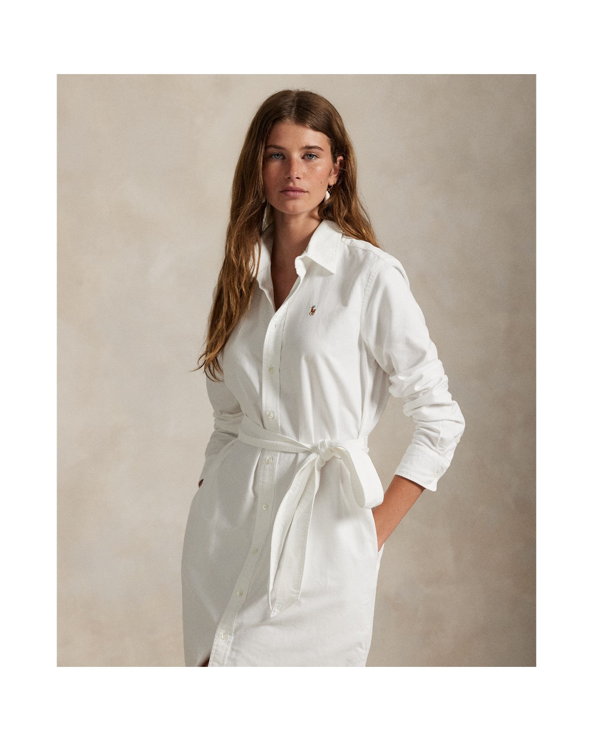 Belted Cotton Oxford Shirt Dress