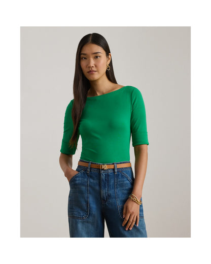 Stretch Cotton Boatneck T-Shirt