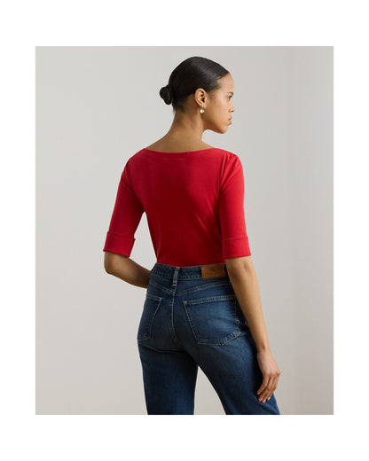Stretch Cotton Boatneck T-Shirt