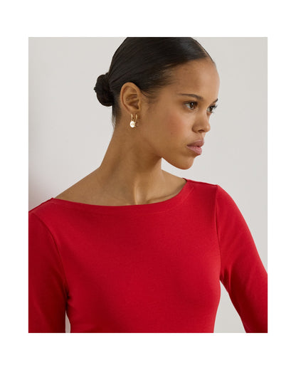 Stretch Cotton Boatneck T-Shirt