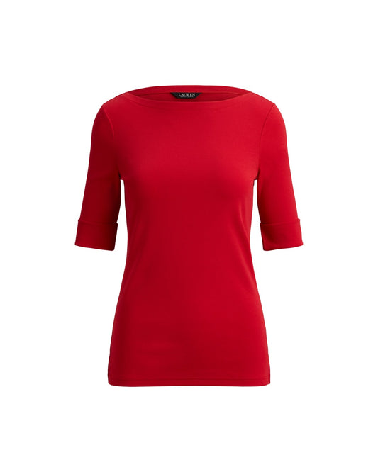 Stretch Cotton Boatneck T-Shirt