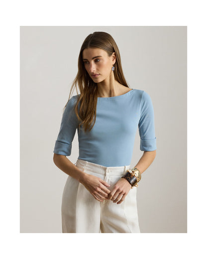 Stretch Cotton Boatneck T-Shirt