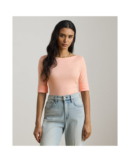 Stretch Cotton Boatneck T-Shirt