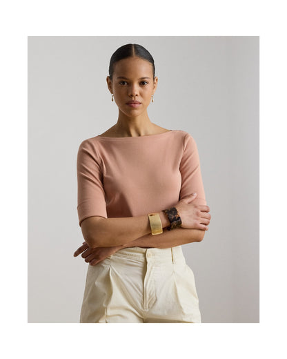 Stretch Cotton Boatneck T-Shirt