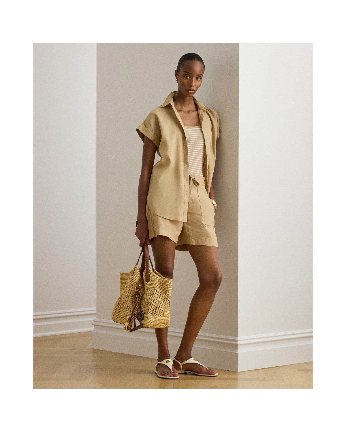 Relaxed Fit Linen Short-Sleeved Shirt