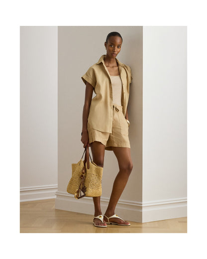 Relaxed Fit Linen Short-Sleeved Shirt