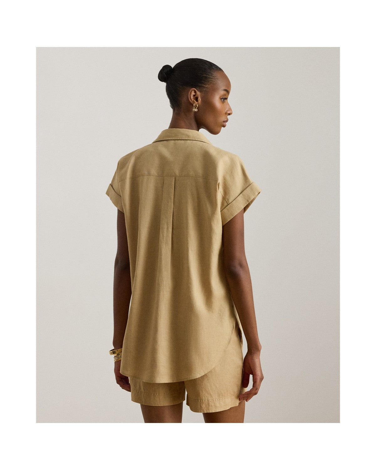 Relaxed Fit Linen Short-Sleeved Shirt