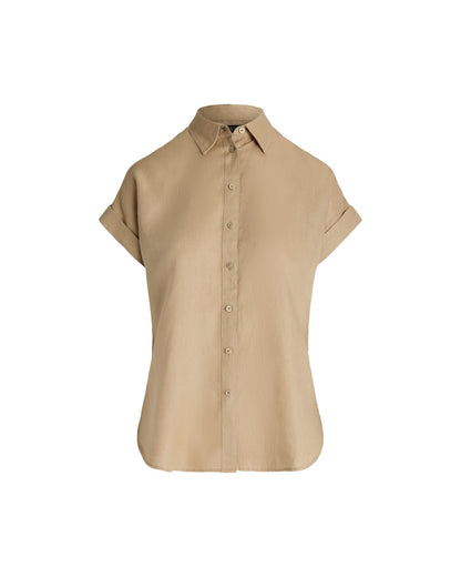 Relaxed Fit Linen Short-Sleeved Shirt