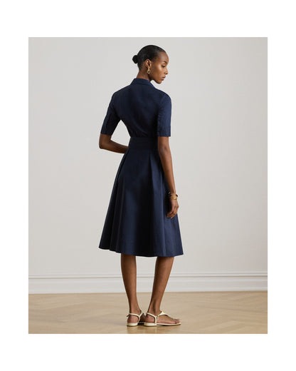 Belted Cotton-Blend Shirt dress