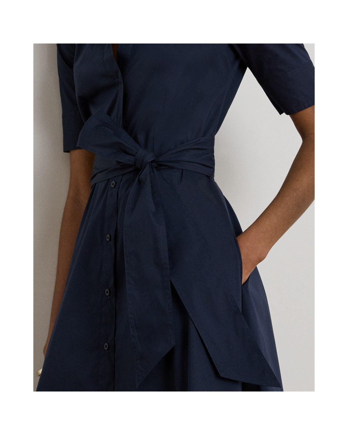 Belted Cotton-Blend Shirt dress
