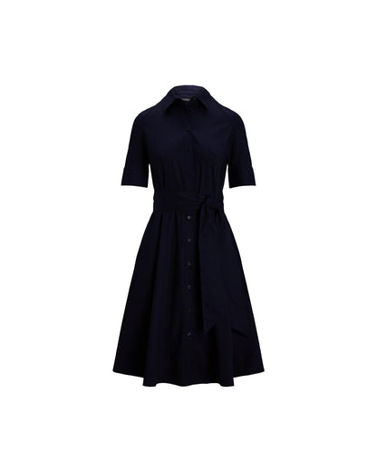 Belted Cotton-Blend Shirt dress