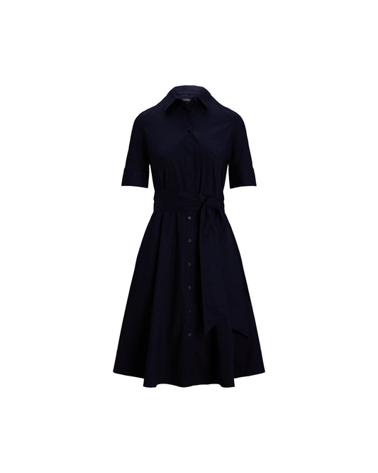 Belted Cotton-Blend Shirt dress