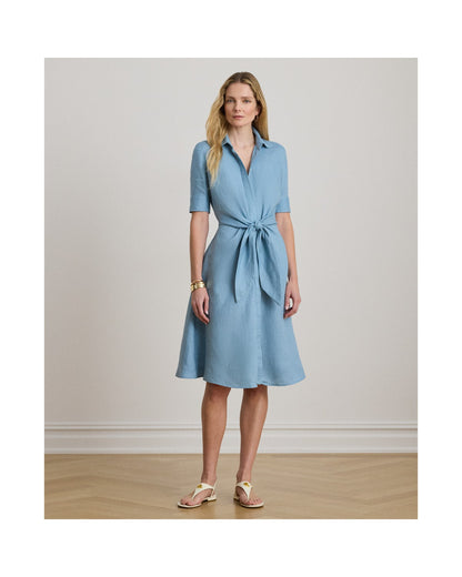 Tie-Front Linen Shirtdress