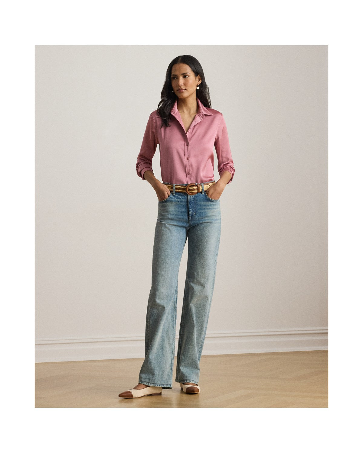 Classic Fit Satin Charmeuse Shirt