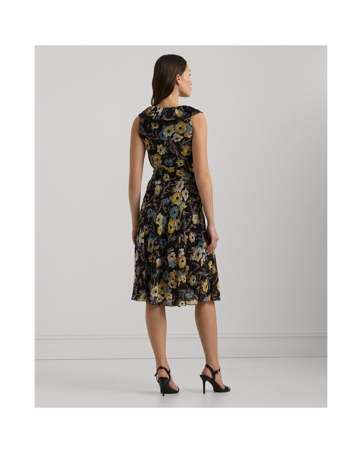 Floral Belted Crinkle Georgette Dress
