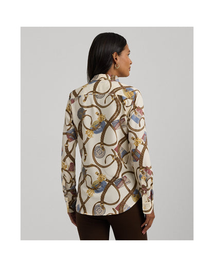 Classic Fit Belting-Print Crepe Shirt