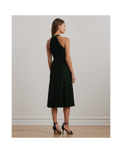 Belted Velvet Halter Dress