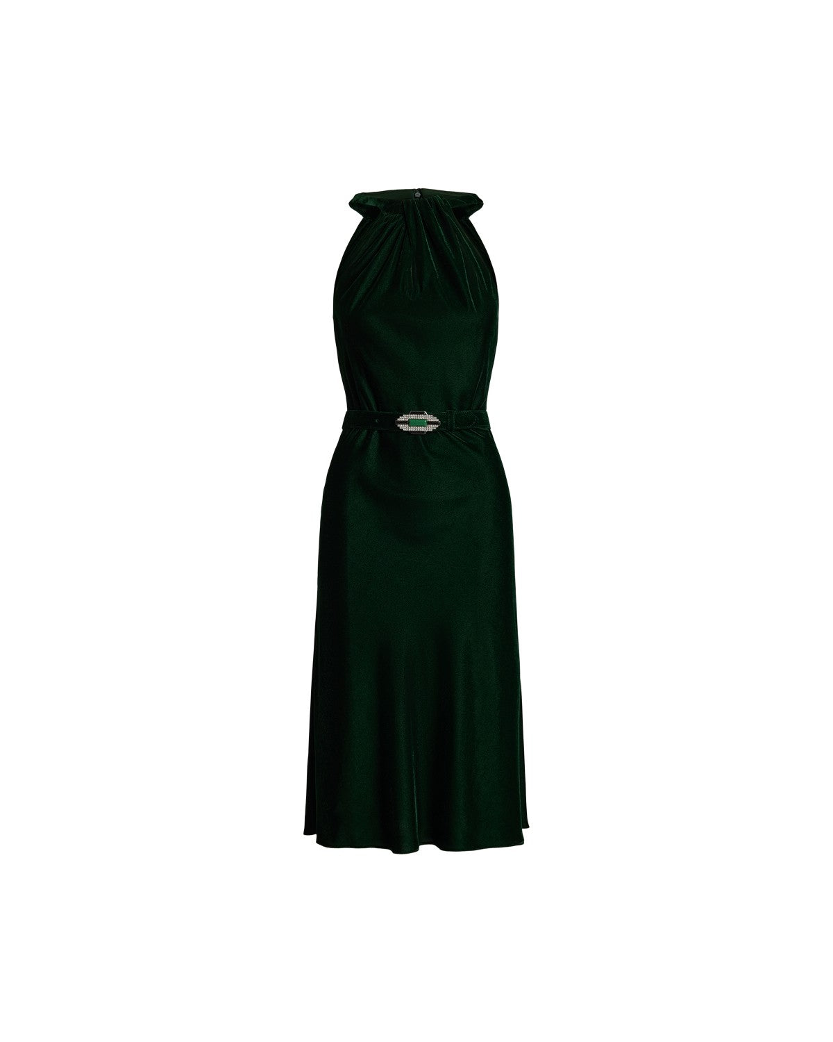 Belted Velvet Halter Dress